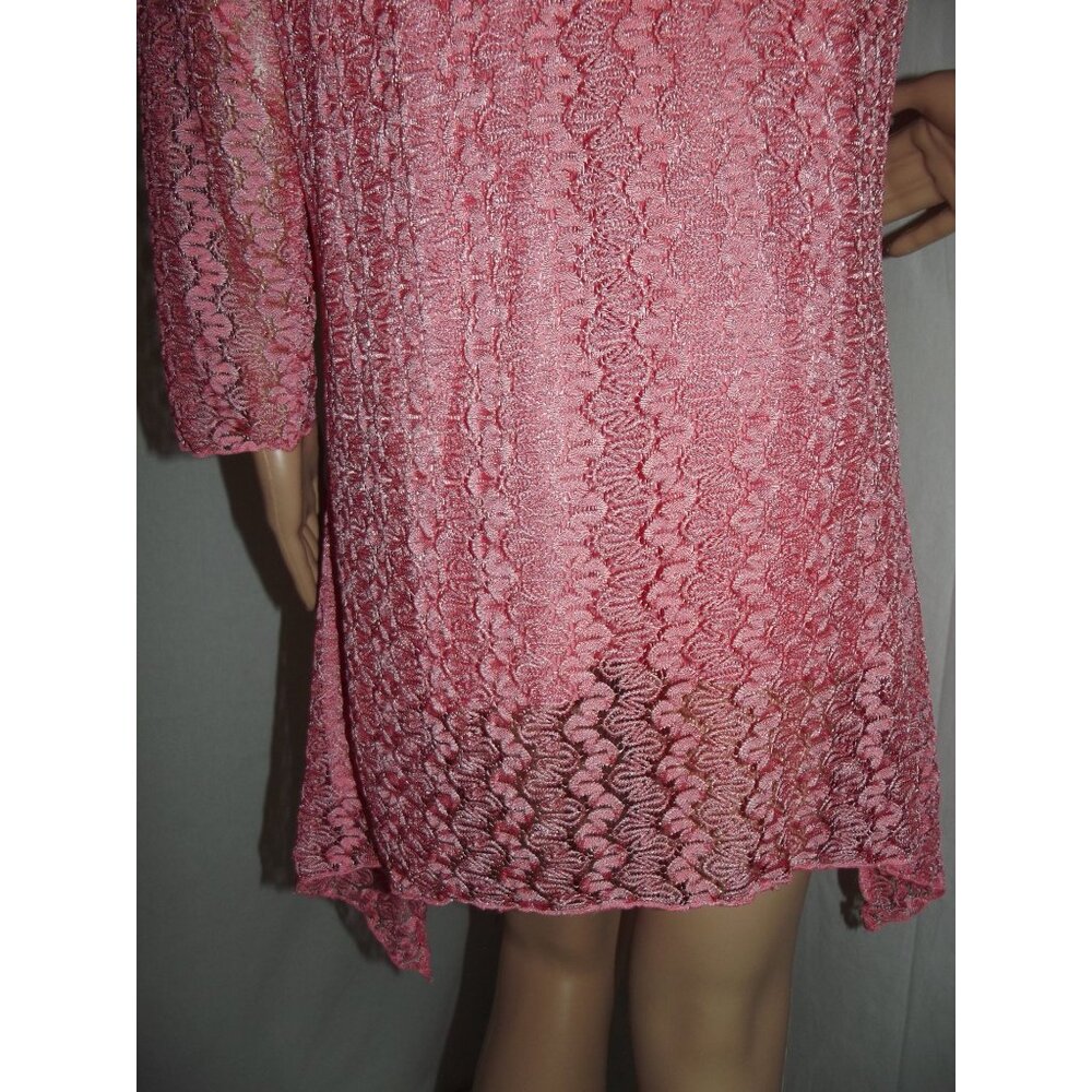 Pleasant Shade Tunic Blouse Womens size XL Coral long lace asymmetric shark bite - Picture 11 of 12